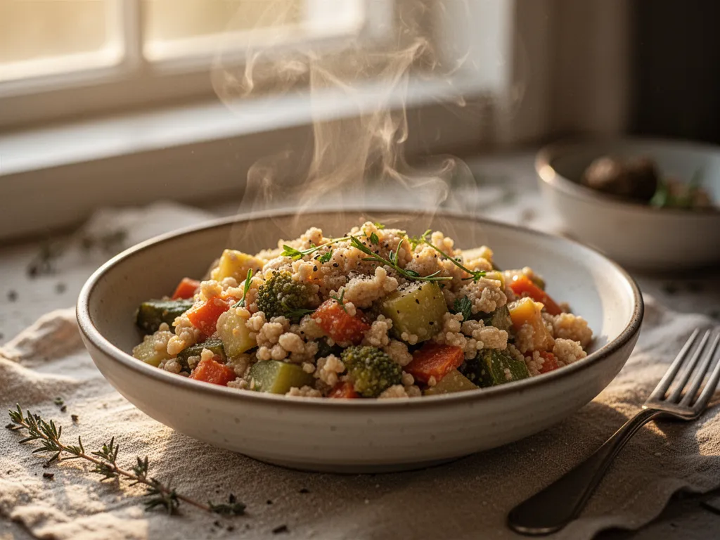 Plat cuisiné en plat rectangulaire prêt à être congelé